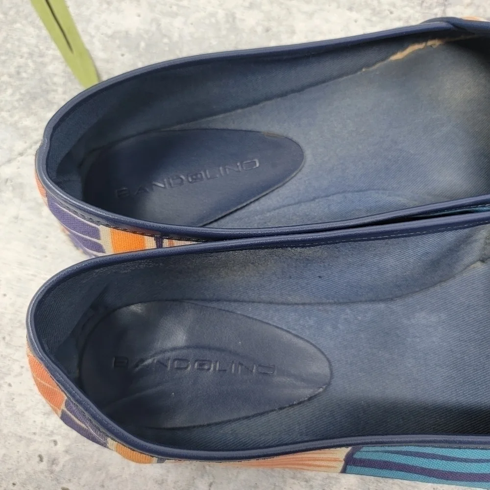 Bandolino Blue Orange Rectangle Print Espadrille Flats Size 9